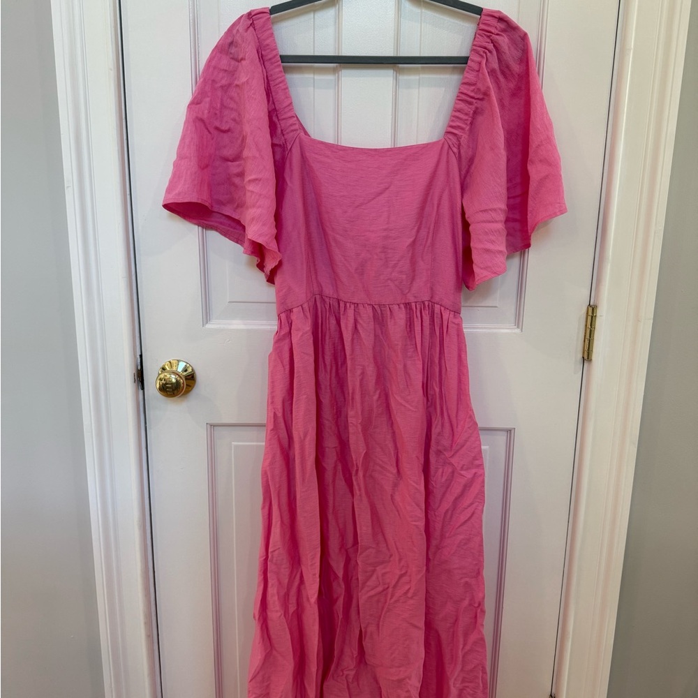 a new day Pink Elastic Waist Midi Dress